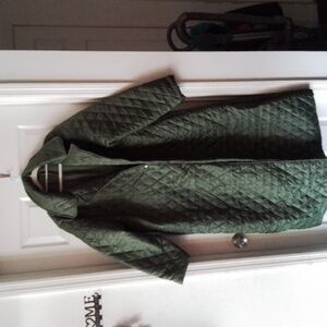 Olive Green Long Solid Quilted Coat
